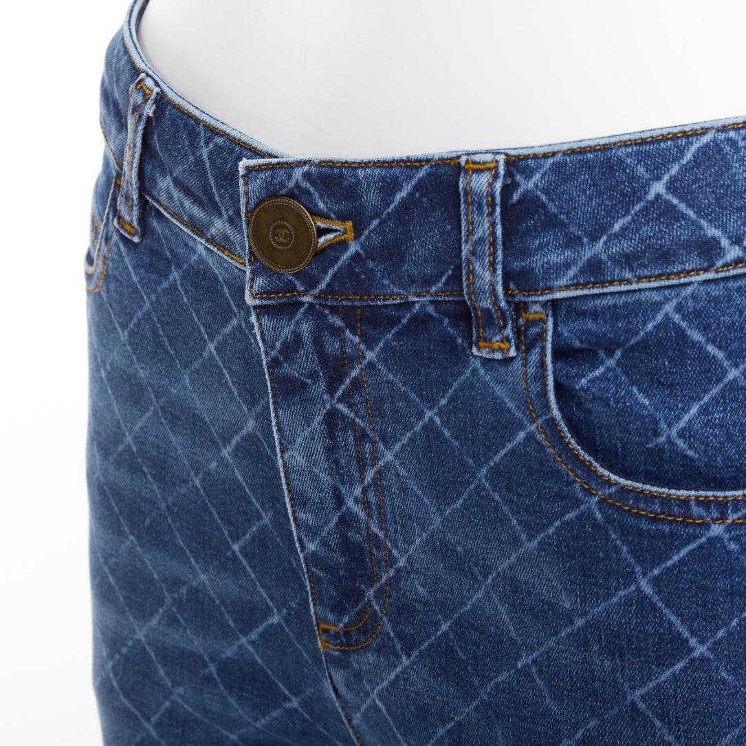 CHANEL vaqueros pitillo de cintura media con rejilla de rombos azul lavado FR38 M en venta 2