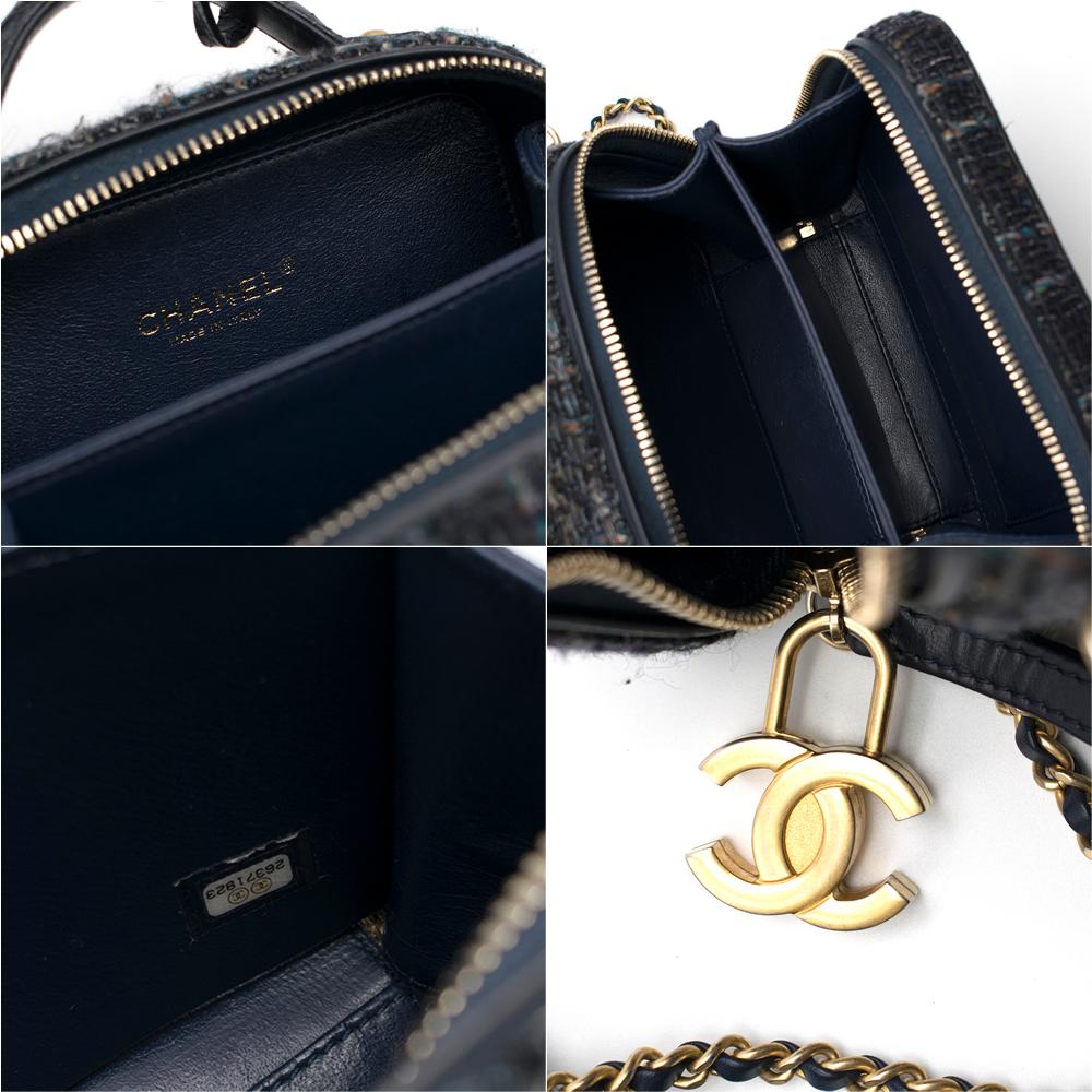 Chanel Blue Watersnake & Tweed CC Filigree Vanity Case Bag	 1