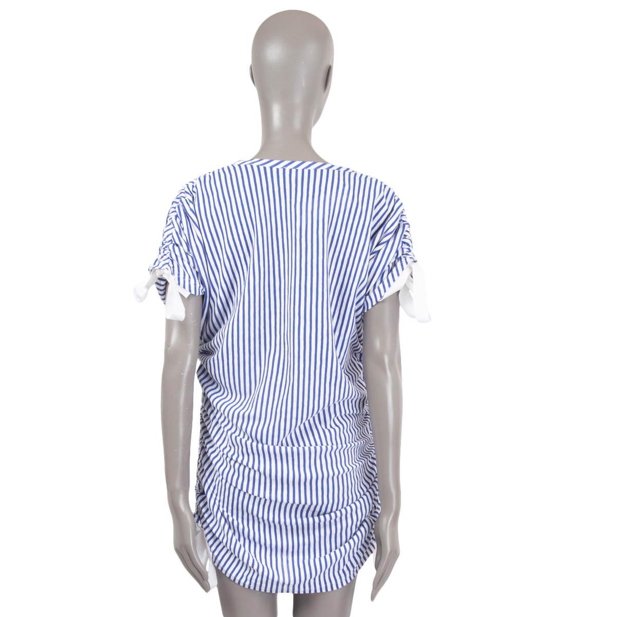 CHANEL blue & white 2019 19C LA PAUSA STRIPED KNIT Dress 42 L For Sale 1