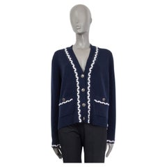 CHANEL blue & white cashmere 2021 Cardigan Sweater 44 XL 21P