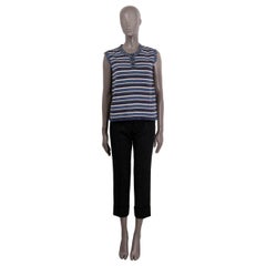 CHANEL blue & white cotton 2007 07P STRIPED SLEEVELESS Shirt 42 L