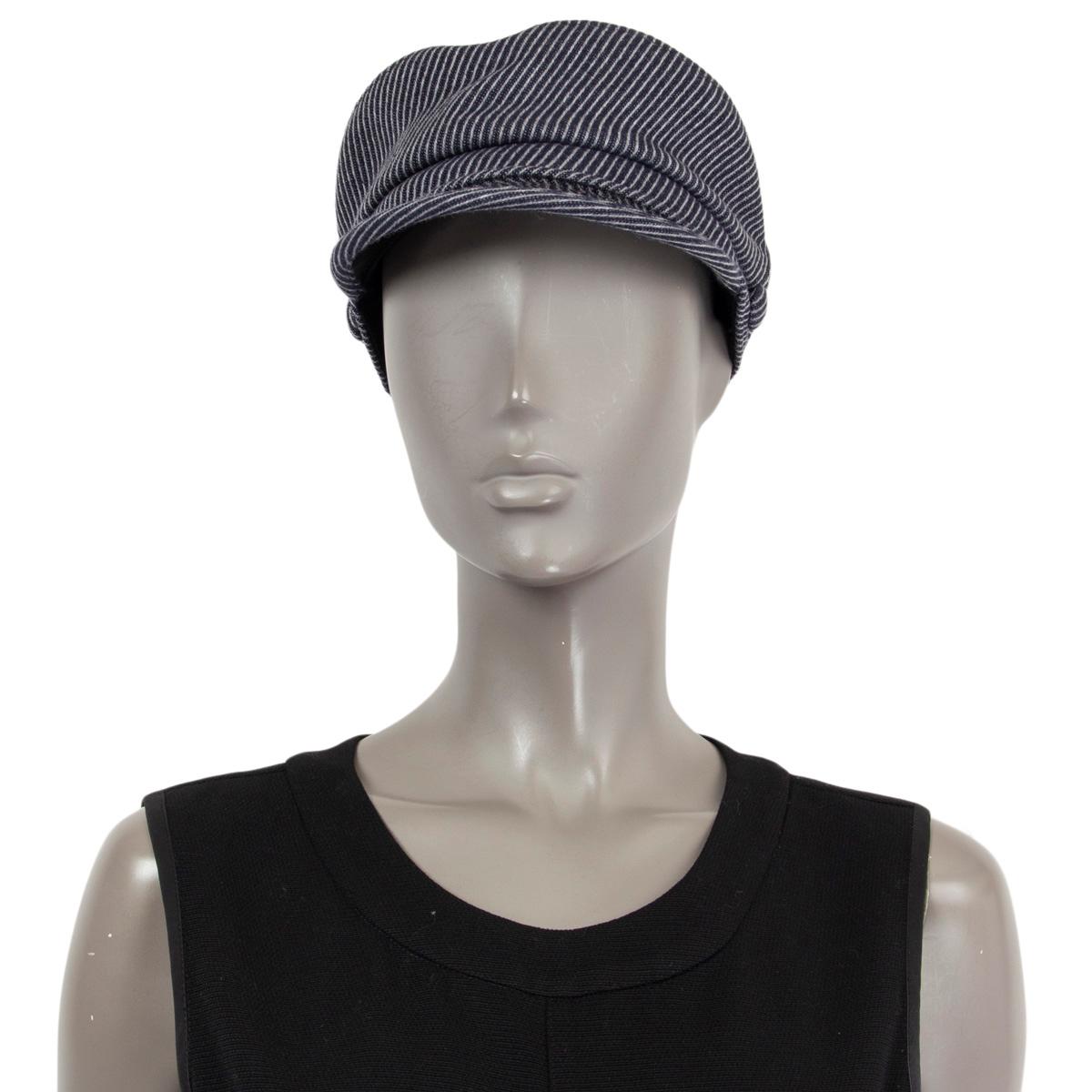 Women's CHANEL blue & white cotton 2018 HAMBURG STRIPED SAILOR Hat S For Sale