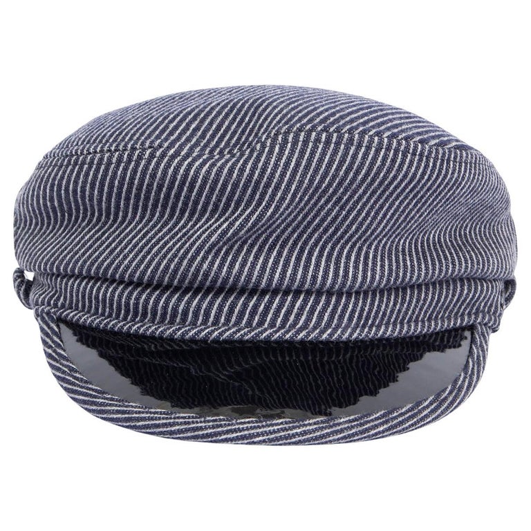 CHANEL blue and white cotton 2018 HAMBURG STRIPED SAILOR Hat S For Sale at  1stDibs