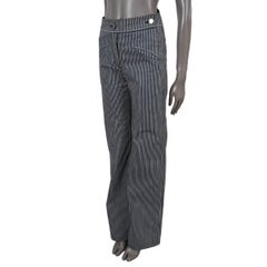 CHANEL blu e bianco in cotone denim 2008 08C LA STRIPED WIDE JEANS Pantaloni 36 XS