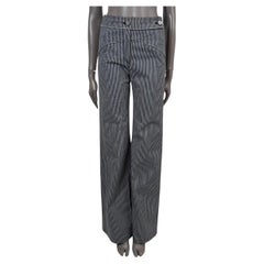CHANEL blu e bianco in cotone denim 2008 08C LA STRIPED WIDE JEANS Pantaloni 36 XS