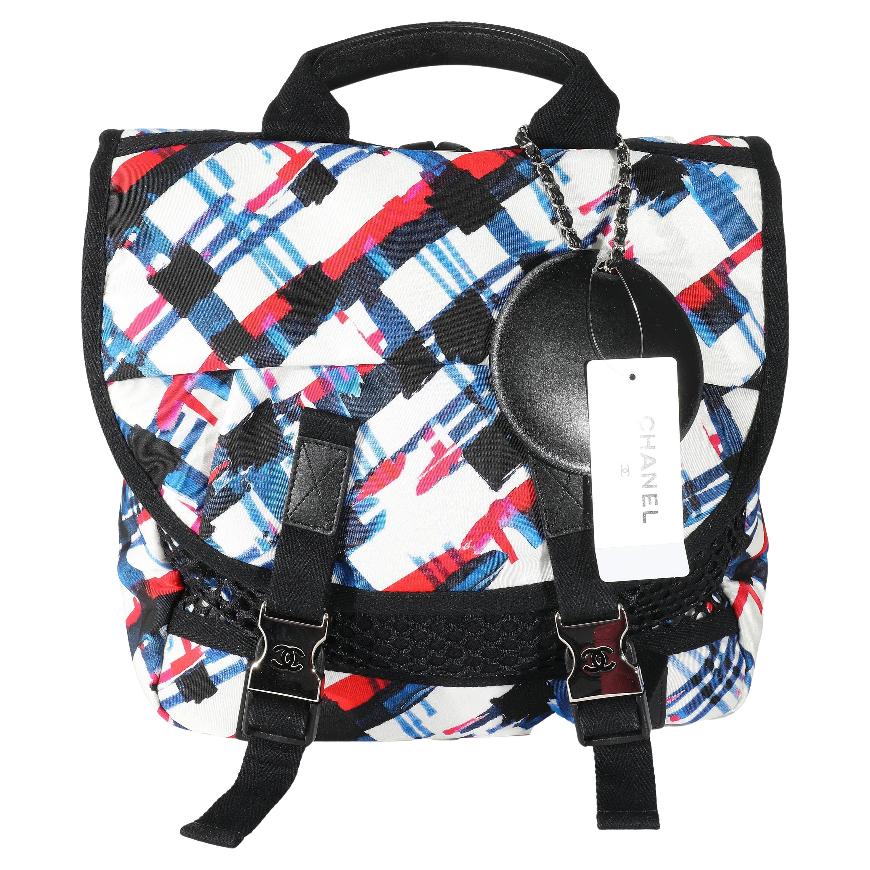Chanel Blue White Red Nylon Airline Backpack For Sale