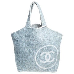 Chanel Blue/White Tweed Beach Tote