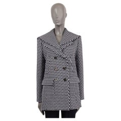 CHANEL blue & white wool 2018 18A HAMBURG ZIGZAG Peacoat Jacket 40 M