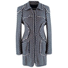 Chanel Blue & White Woven Tweed Classic Coat - Size US6