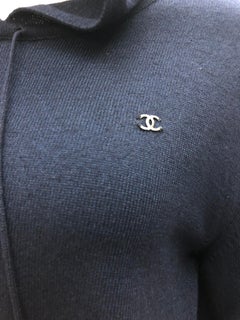 Chanel Blue Wool and Cashmere Hoodie Sweater