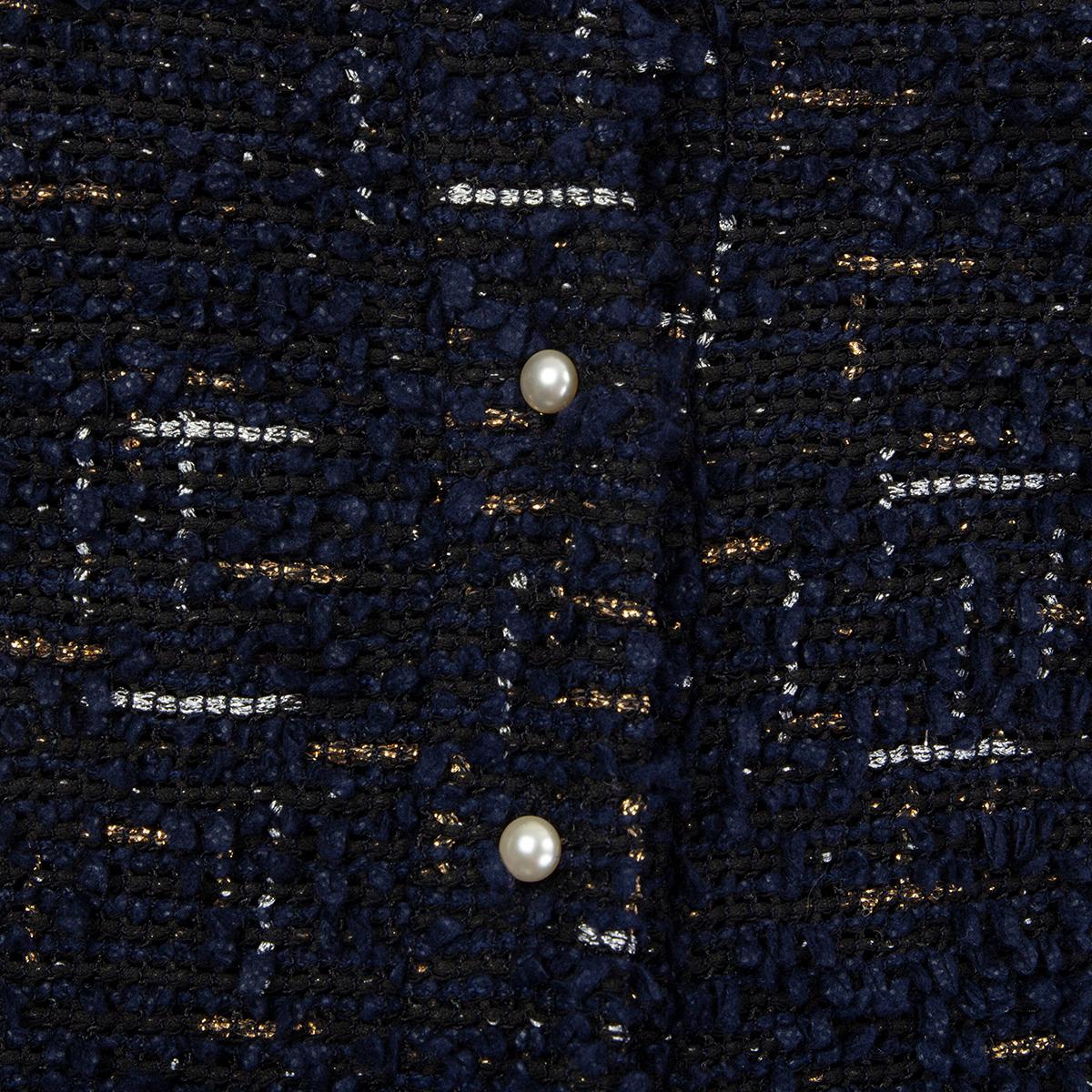CHANEL blue wool blend LUREX TWEED Blazer Jacket 36 XS 1