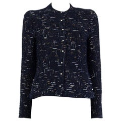 CHANEL blau Wolle Mischung LUREX TWEED Blazer Jacke 36 XS