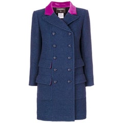 Chanel Blue Wool Vintage Coat, 2000s