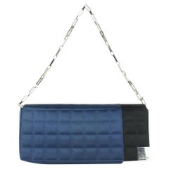 Chanel Chanel Blau x Schwarz Satin Schokolade Bar East West Klappentasche 35cas722