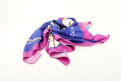 Chanel Blue x Pink Silk Quilted Classic Flap Silk Scarf 703cks319