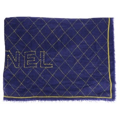 Chanel Blue & Yellow Quilted Print Cashmere Shawl