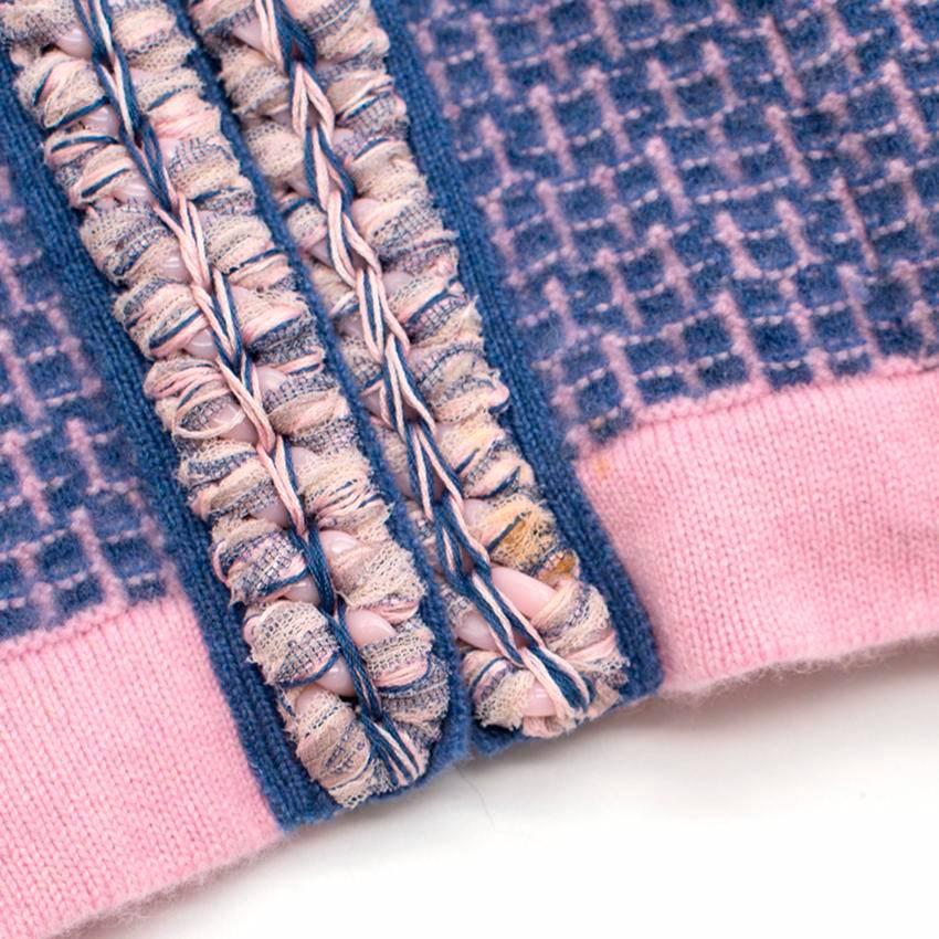 Gray Chanel Blue/Pink Cashmere Cardigan  For Sale