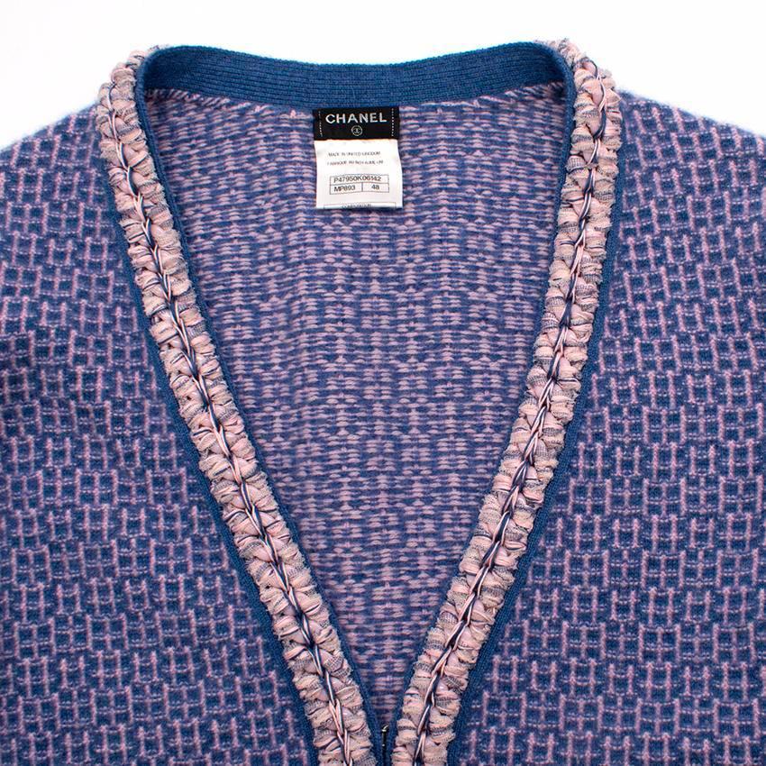 Women's Chanel Blue/Pink Cashmere Cardigan  For Sale