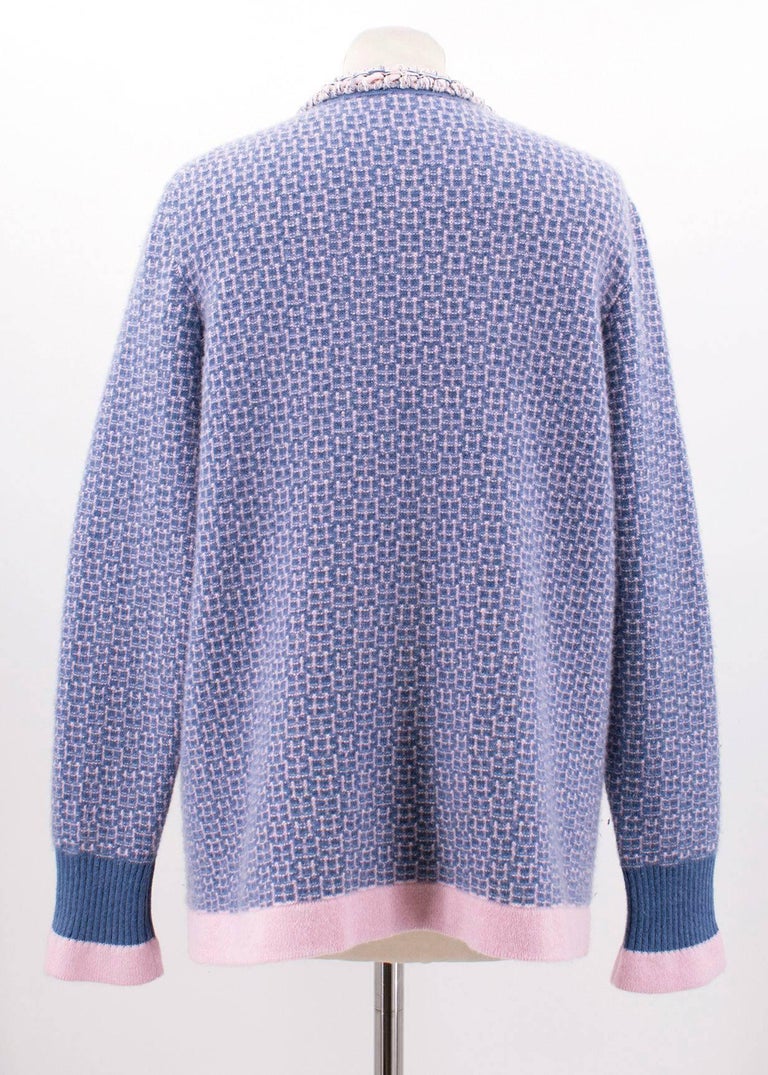Chanel Blue/Pink Cashmere Cardigan For Sale at 1stDibs | chanel blue ...