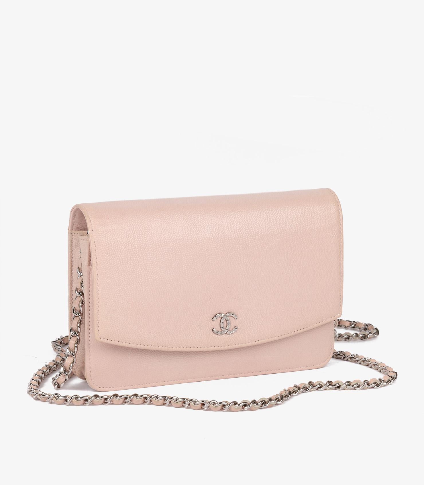 Chanel Blush Caviar Leather Wallet-On-Chain WOC In Excellent Condition For Sale In Bishop's Stortford, Hertfordshire