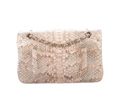 Chanel Blush Nude Snakeskin Exotic Gold Leather Medium Evening Flap Bag