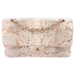 Chanel Blush Nude Snakeskin Exotic Gold Leather Medium Evening Shoulder Flap Bag