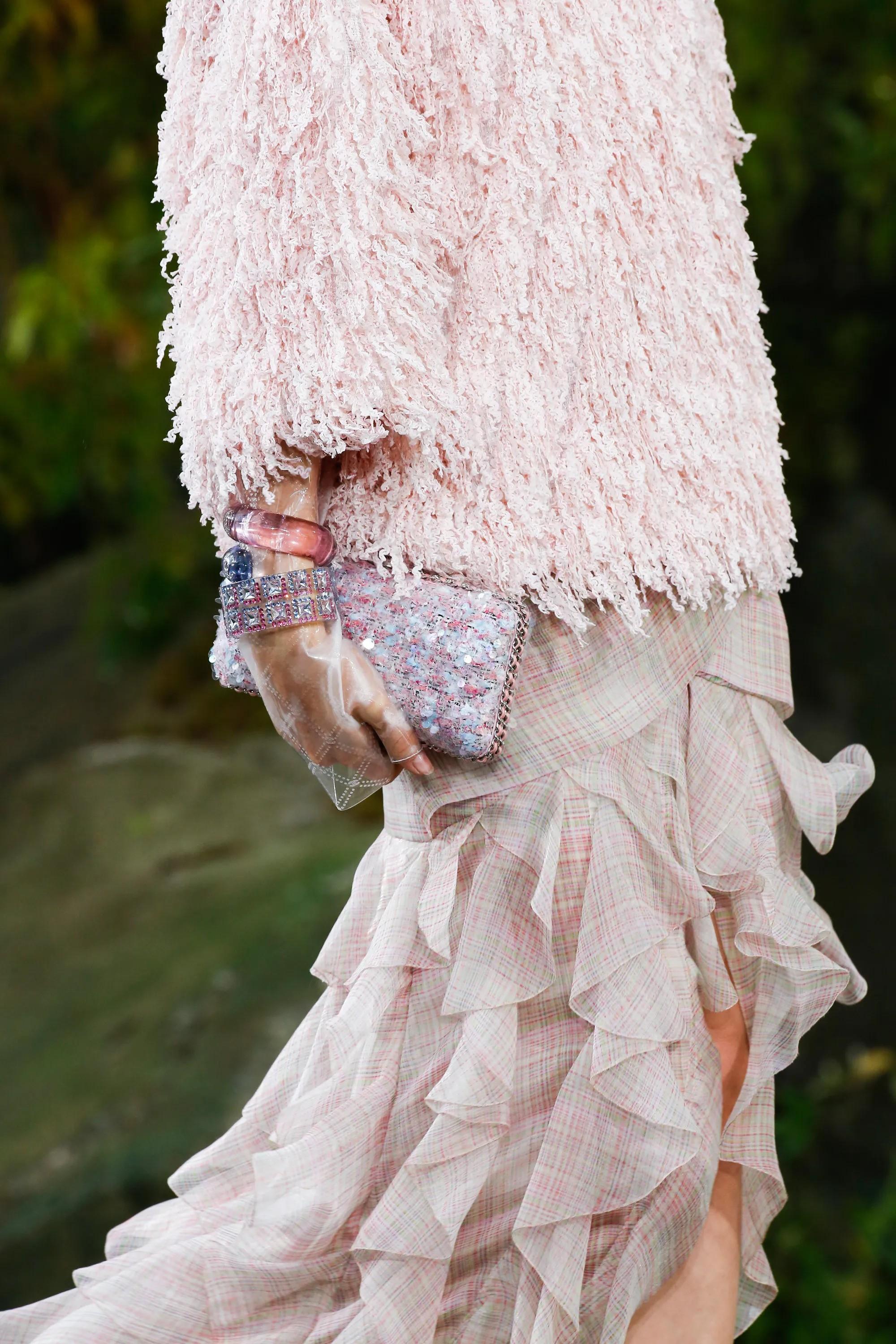 CHANEL rose blush 18S FRINGE TOP Chemise 40 M en vente 6