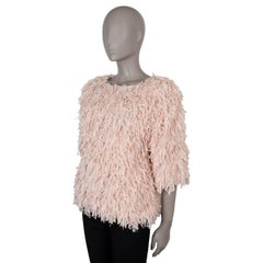 CHANEL blush pink 18S FRINGE TOP Shirt 40 M