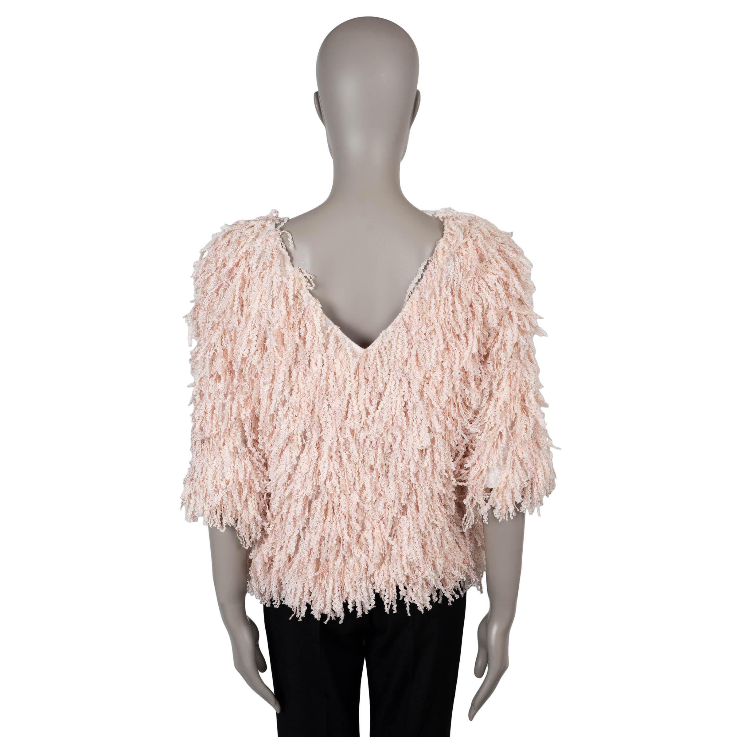 Beige CHANEL rose blush 18S FRINGE TOP Chemise 40 M en vente