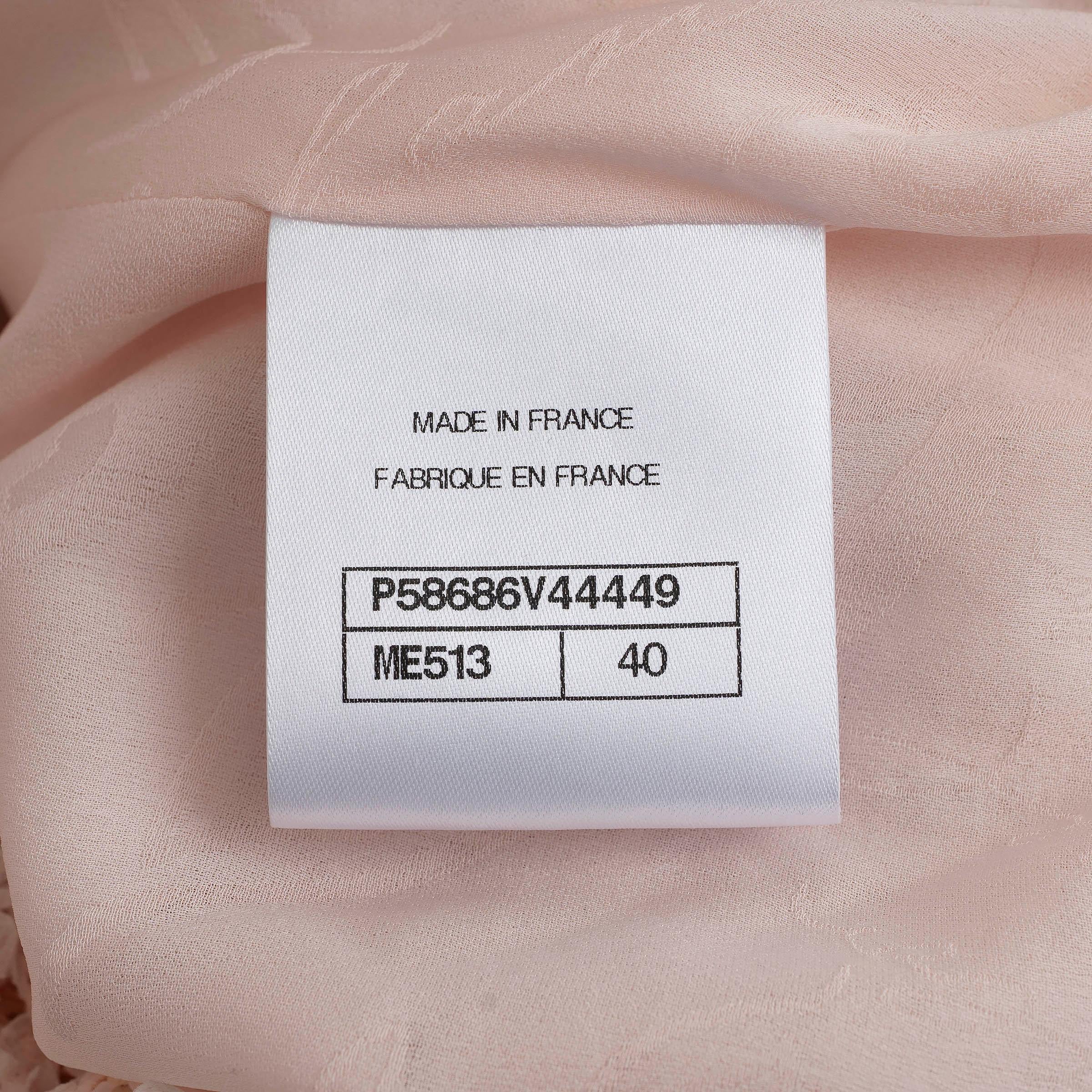 CHANEL rose blush 18S FRINGE TOP Chemise 40 M en vente 3