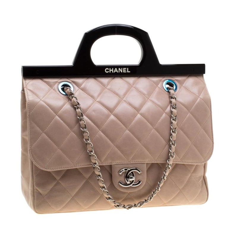 Chanel Blush Pink/Black Quilted Leather CC Delivery Small Shoulder Bag