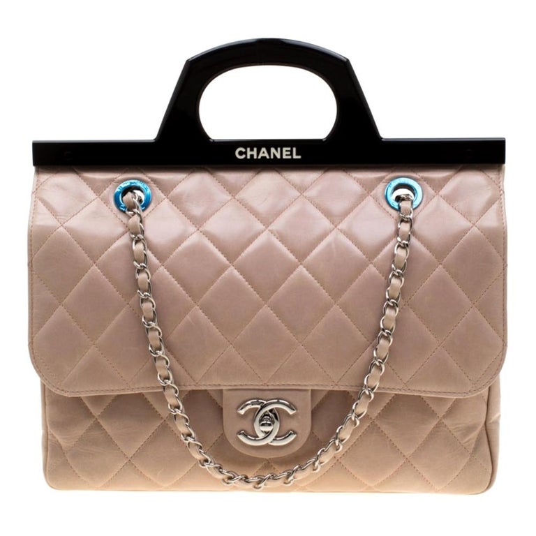 Chanel Blush Pink/Black Quilted Leather CC Delivery Small Shoulder