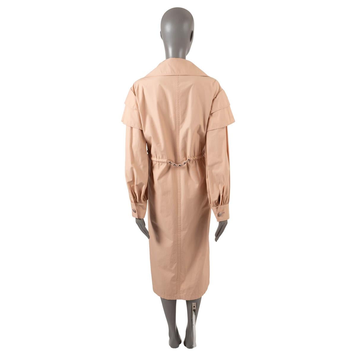 CHANEL blush pink cotton 2018 18P RUFFLED DRAWSTRING TRNECH Coat Jacket 42 L For Sale 1