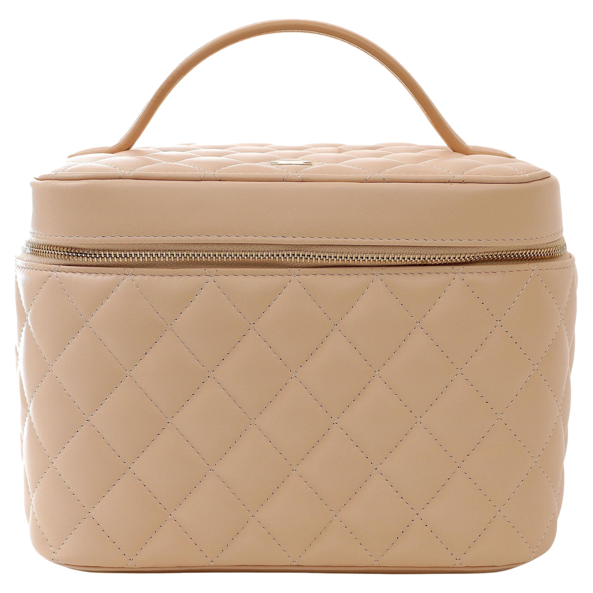 Chanel Pink Quilted Caviar Mini Vanity Case with Chain For Sale at 1stDibs