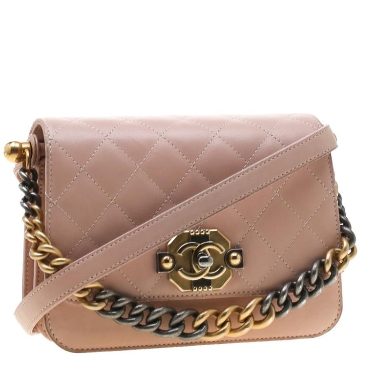 Chanel Blush Pink Quilted Leather CC Crossbody Bag For Sale at 1stdibs