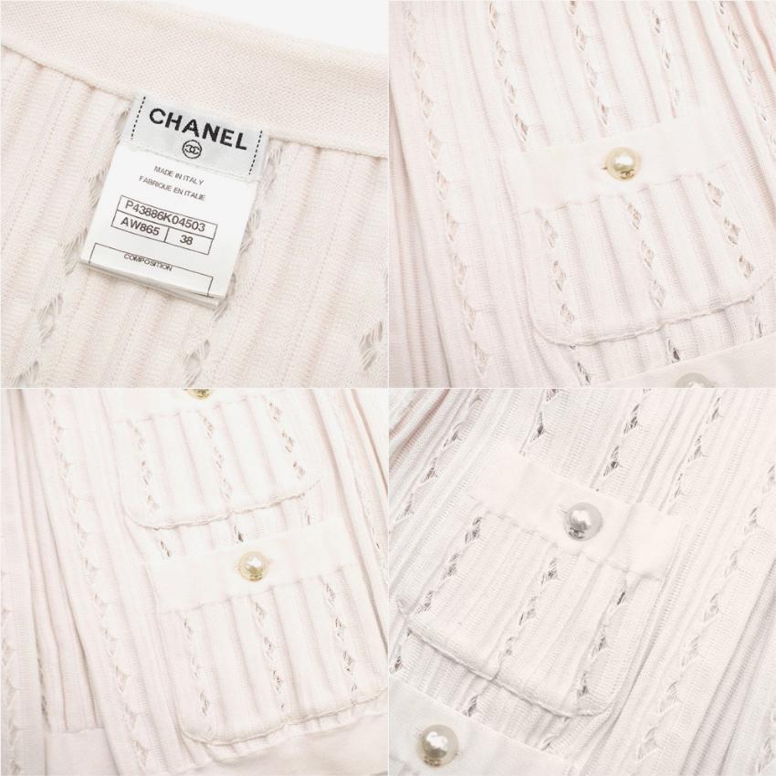 Women's Chanel Blush Pleated Knit Twinset - Size US 6 For Sale