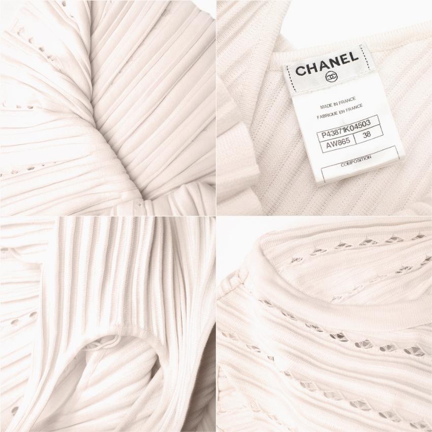 Chanel Blush Pleated Knit Twinset - Size US 6 For Sale 2