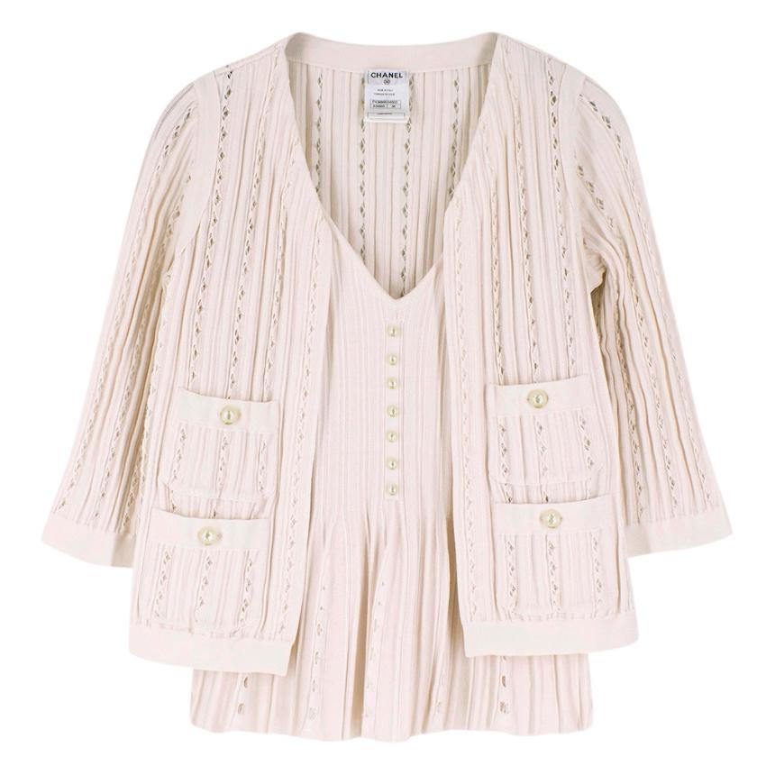 Chanel Blush Pleated Knit Twinset - Size US 6 3