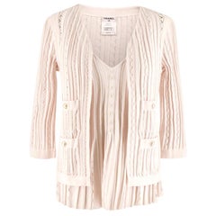 Chanel Blush Pleated Knit Twinset - Size US 6