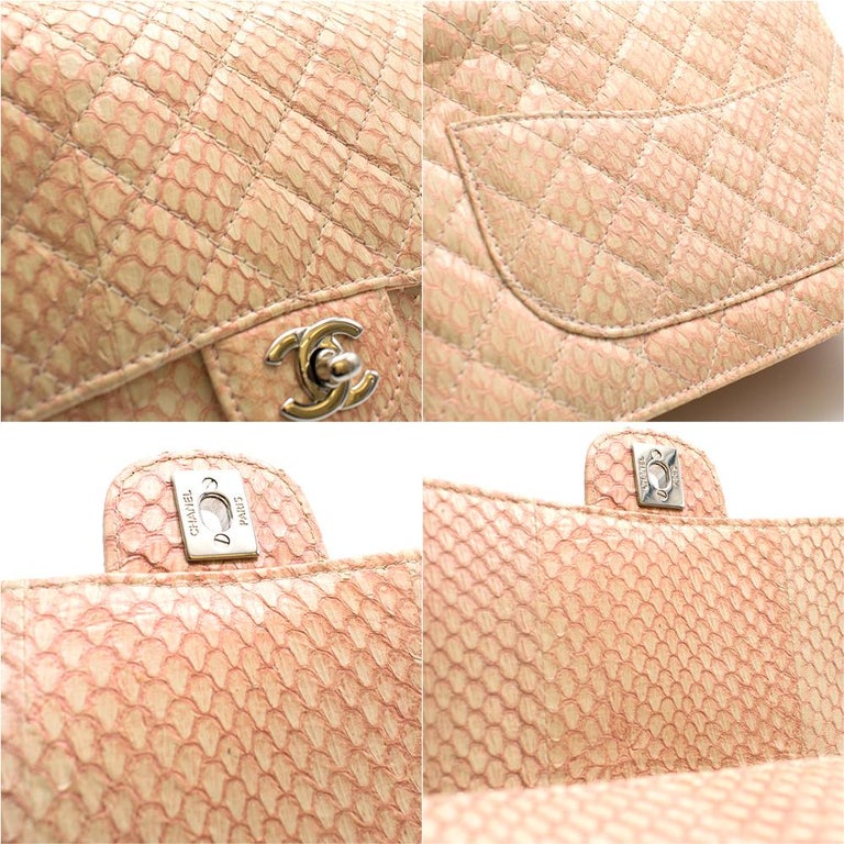 Chanel Blush Quilted Python 3 Accordion Square Flap Bag at 1stDibs