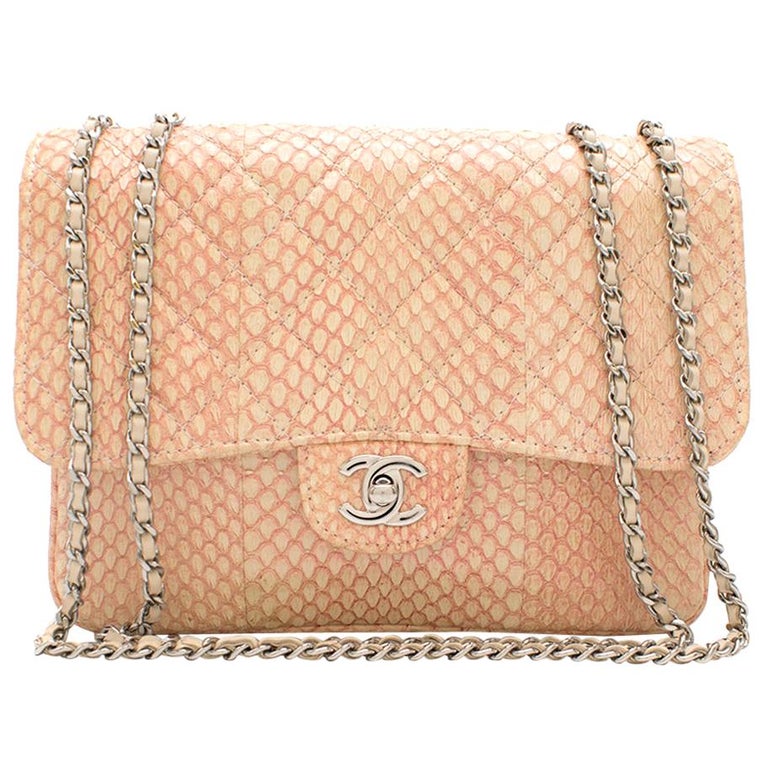 Chanel Blush Quilted Python 3 Accordion Square Flap Bag at 1stDibs