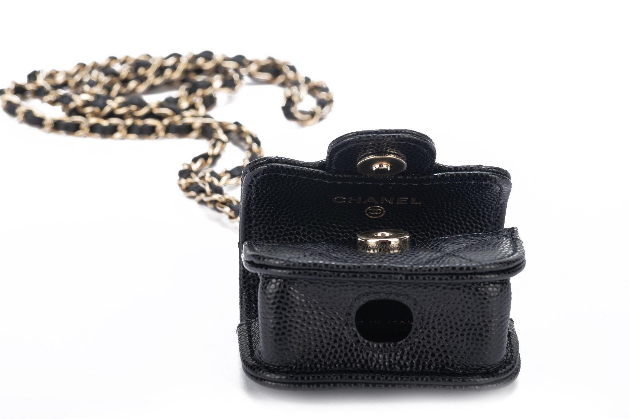 Women's Chanel BNIB Black Caviar Air Pods Case For Sale