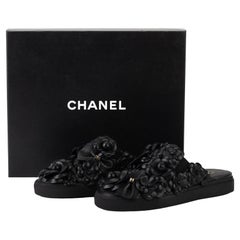 Chanel BNIB Black Camellia Slides 38