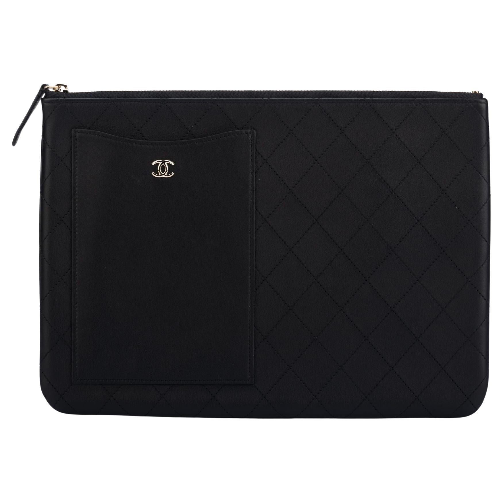 Chanel BNIB Black Quilted Clutch For Sale