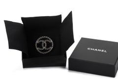 Chanel BNIB Silver CC Logo Round Pin