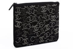 Chanel BNIB Studded Black Silver Clutch