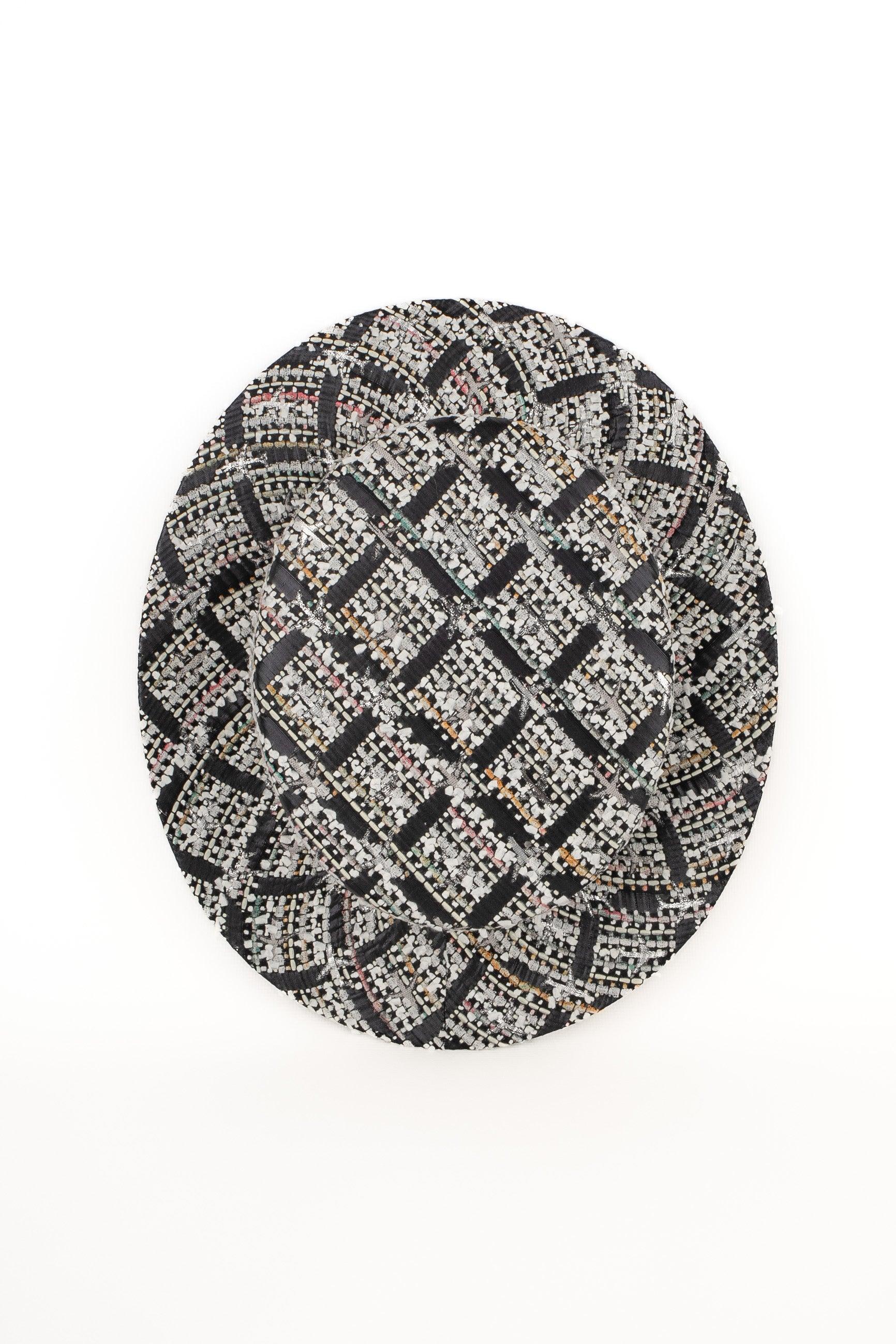 Women's Chanel boater Multicolored, Black, and White Tweed Hat, 2016 For Sale