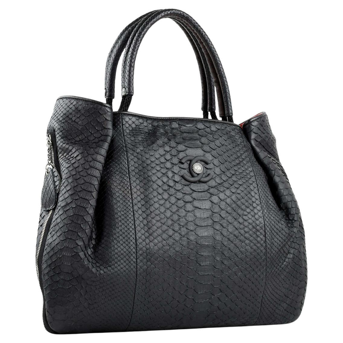 Chanel Boating Python Large Classic Shopper Zippered Expandable Tote en vente