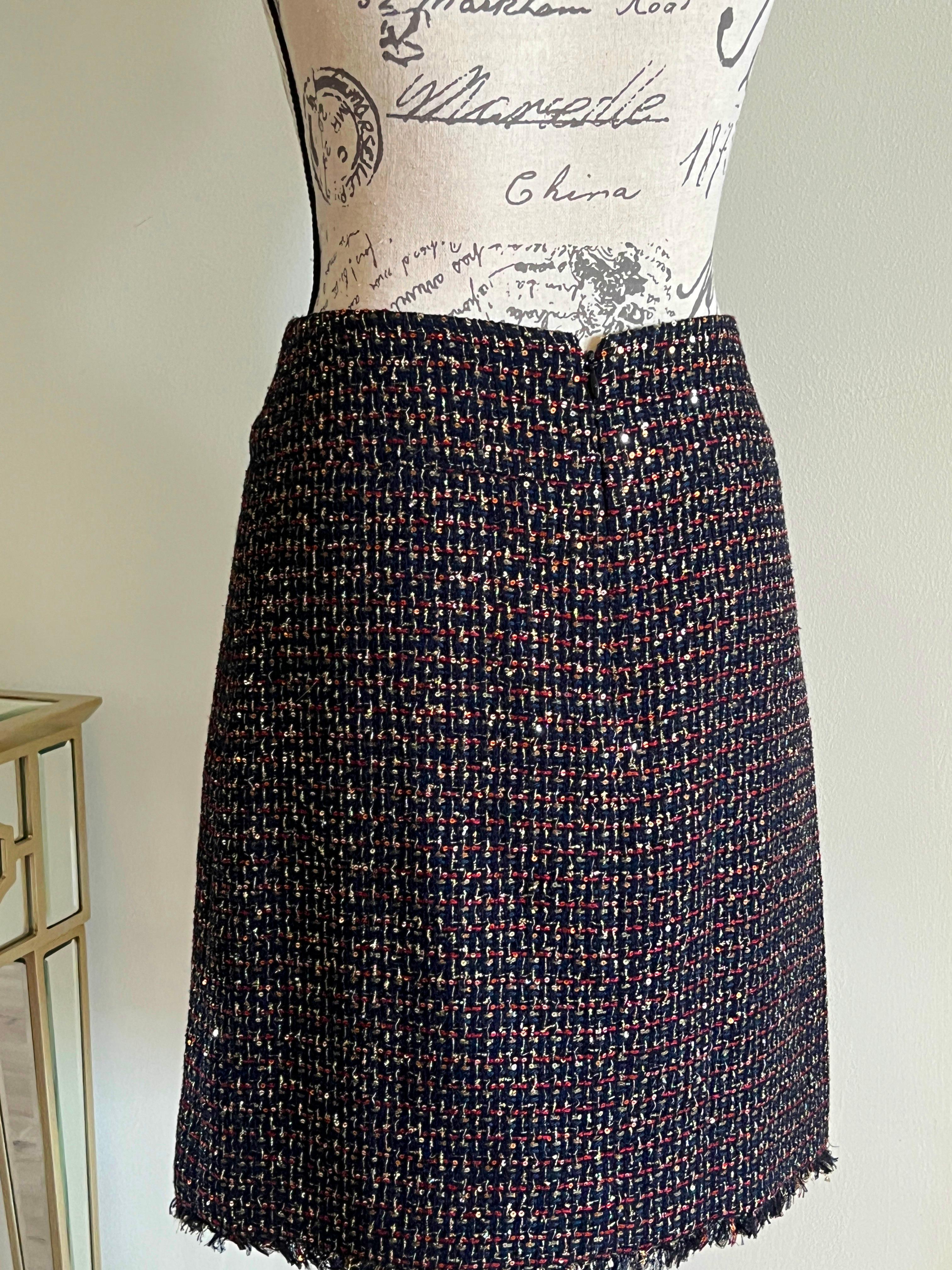 Chanel Bombay Electric Shimmer Lesage Tweed Skirt 9