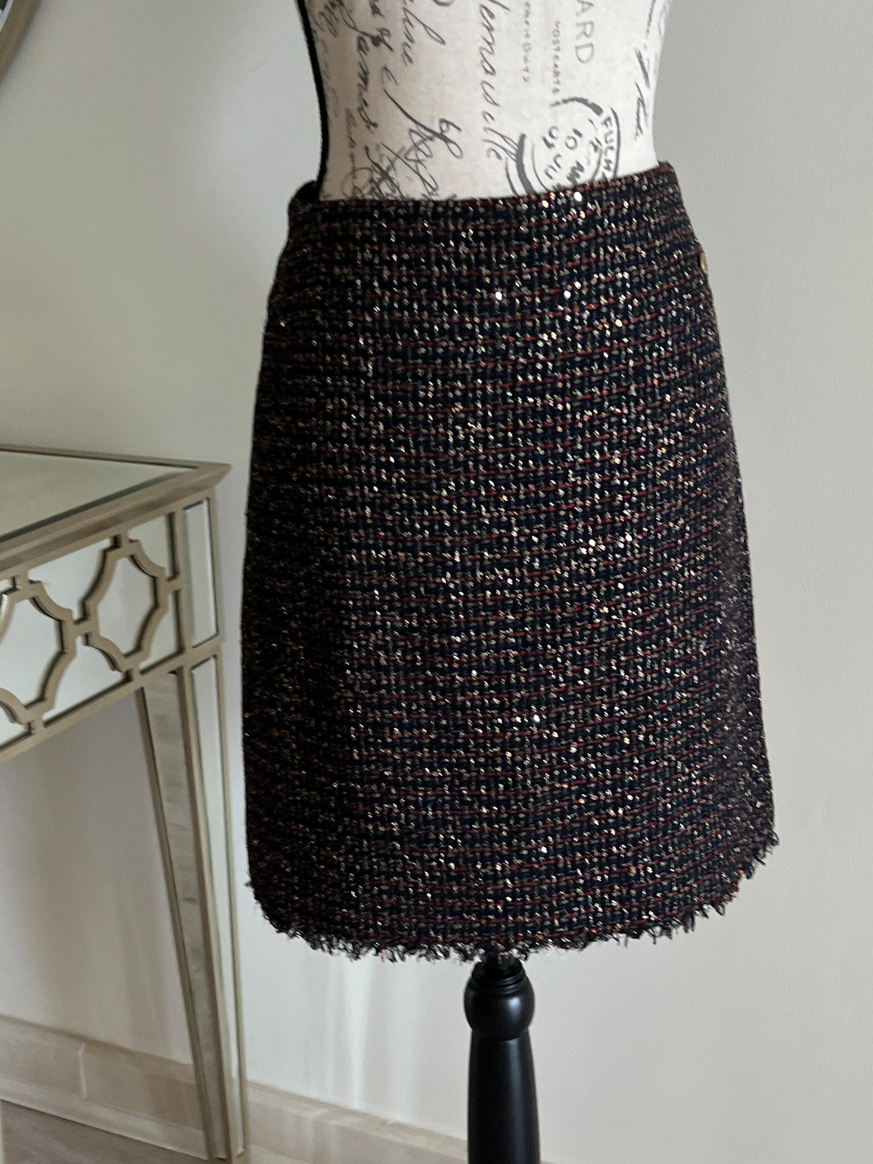 Chanel Bombay Electric Shimmer Lesage Tweed Skirt 3